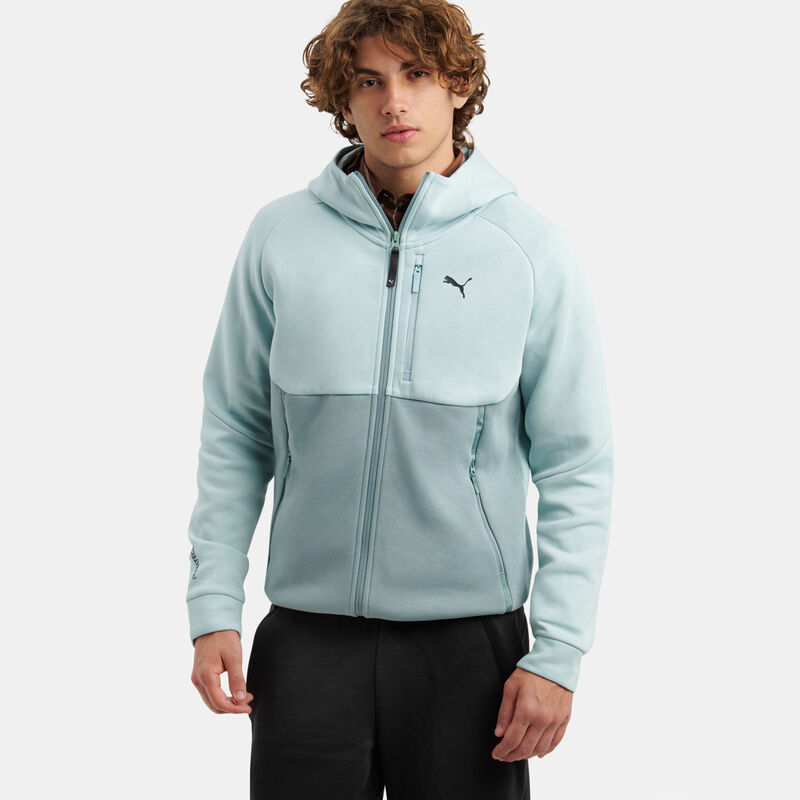 Felpa con zip Puma Pumatech, azzurro/nero