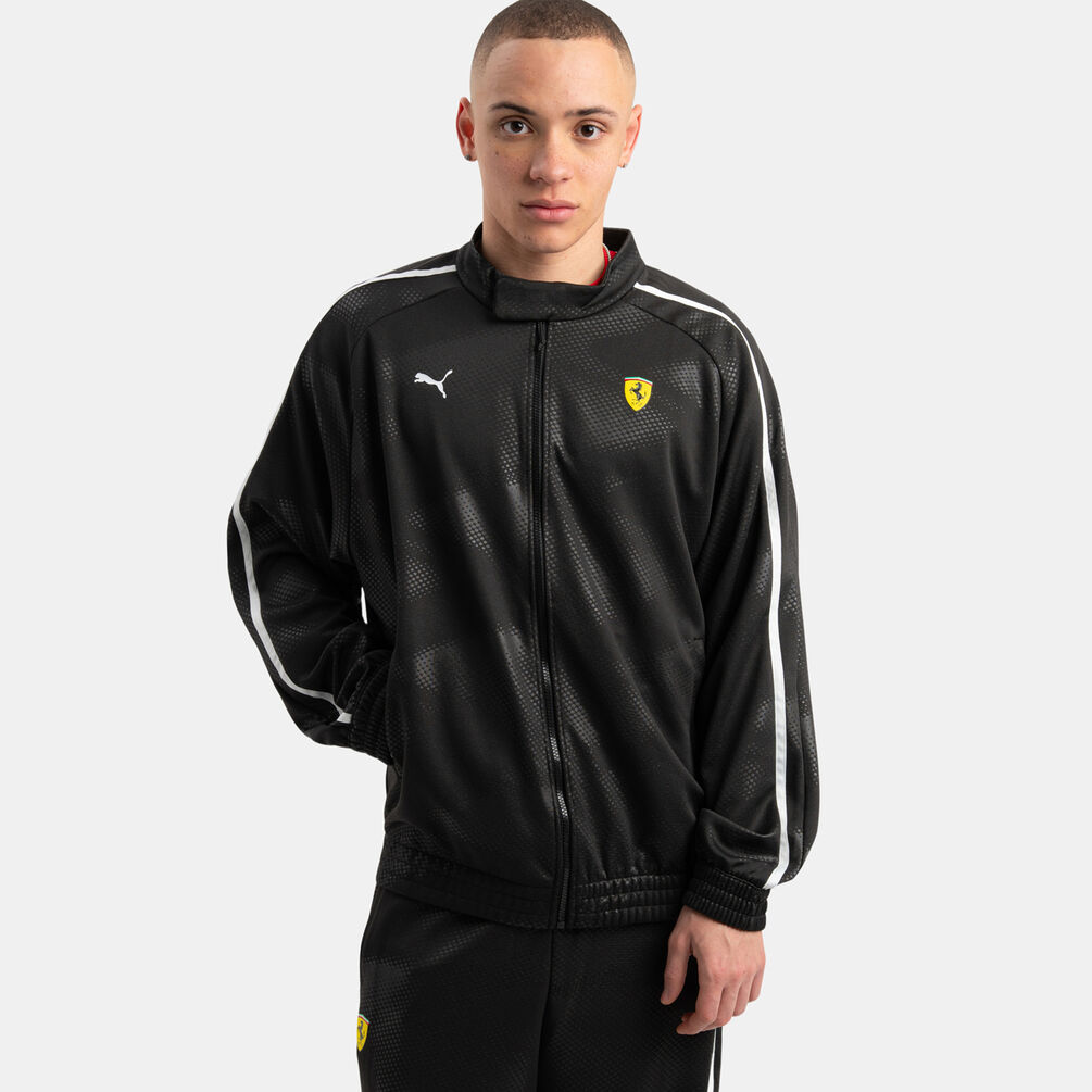 Felpa con zip Puma Scuderia Ferrari T7, nero/bianco/giallo