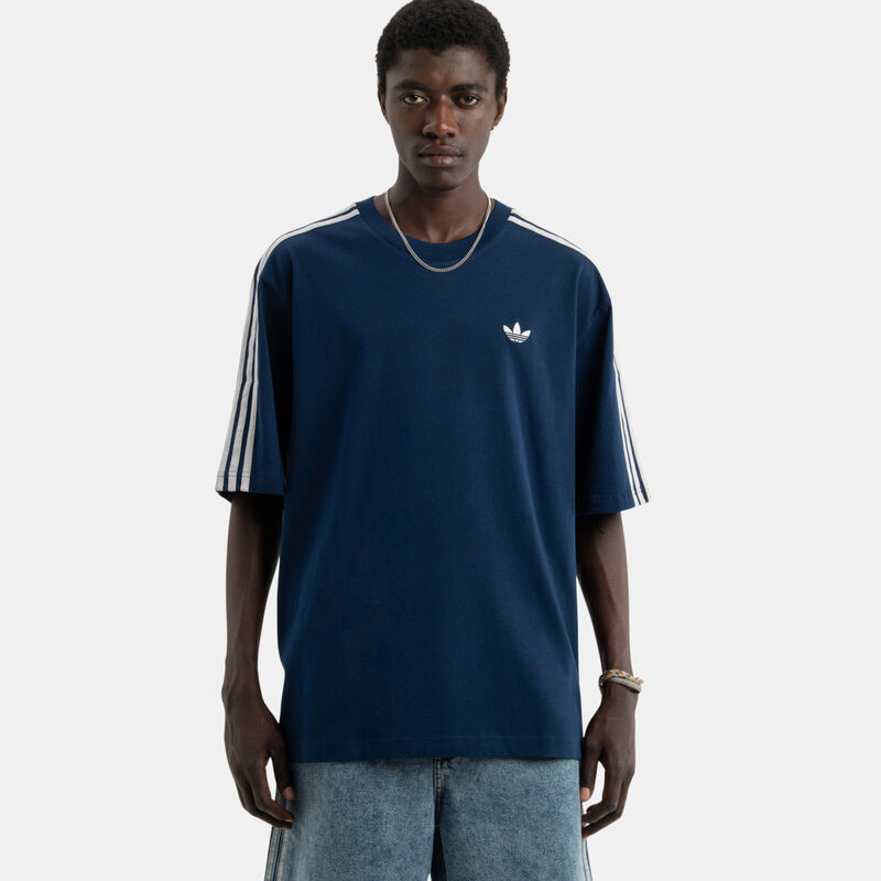 T-shirt adidas adicolor 3-Stripes Oversized, blu/bianco