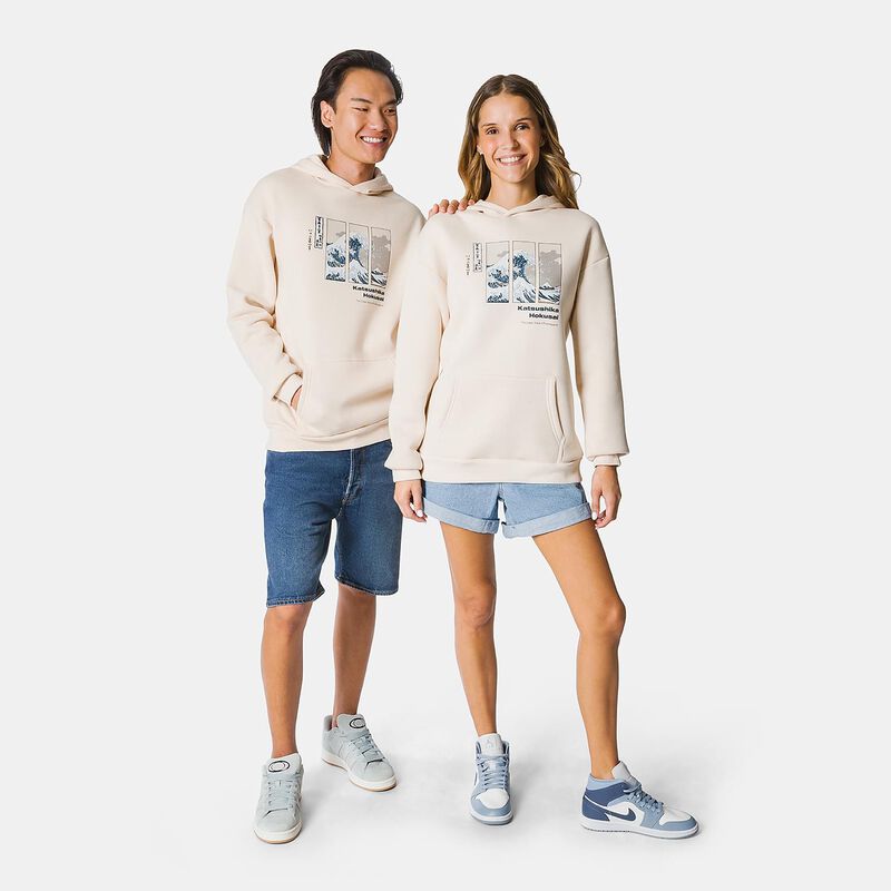 Felpa Speedy Fleece Hokusai, beige/celeste/bianco