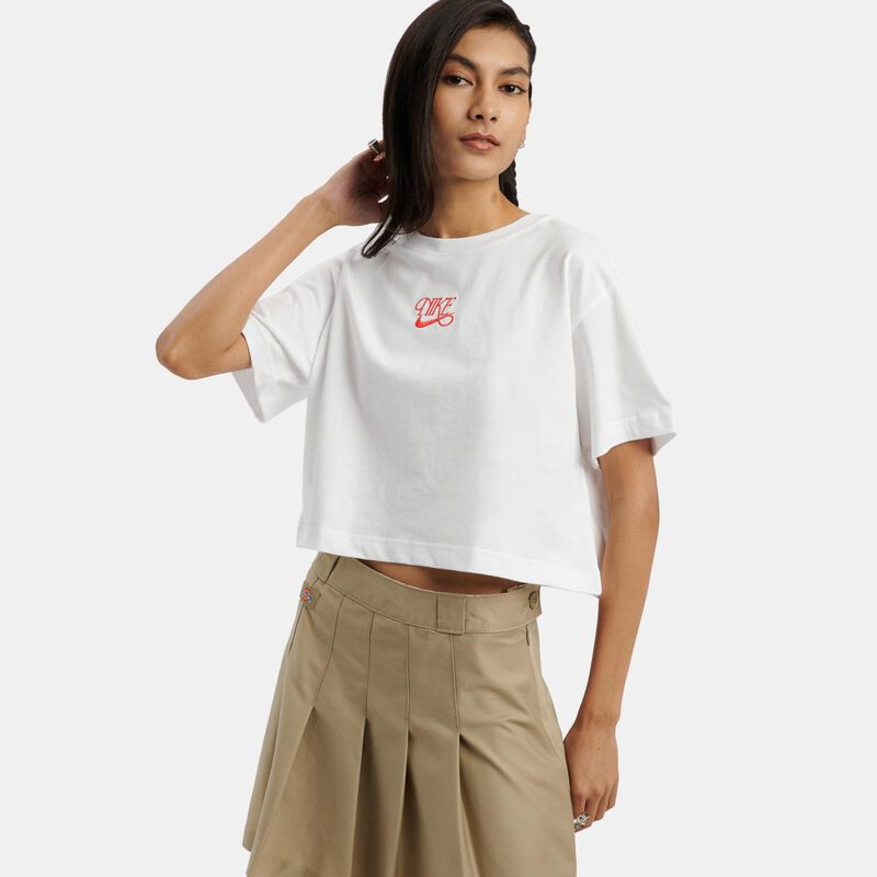 T-shirt Nike Sportswear Crop, bianco/rosso