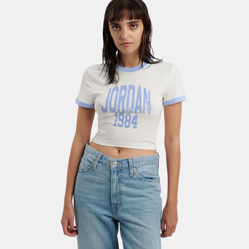 T-shirt Jordan Slim Crop, beige/celeste