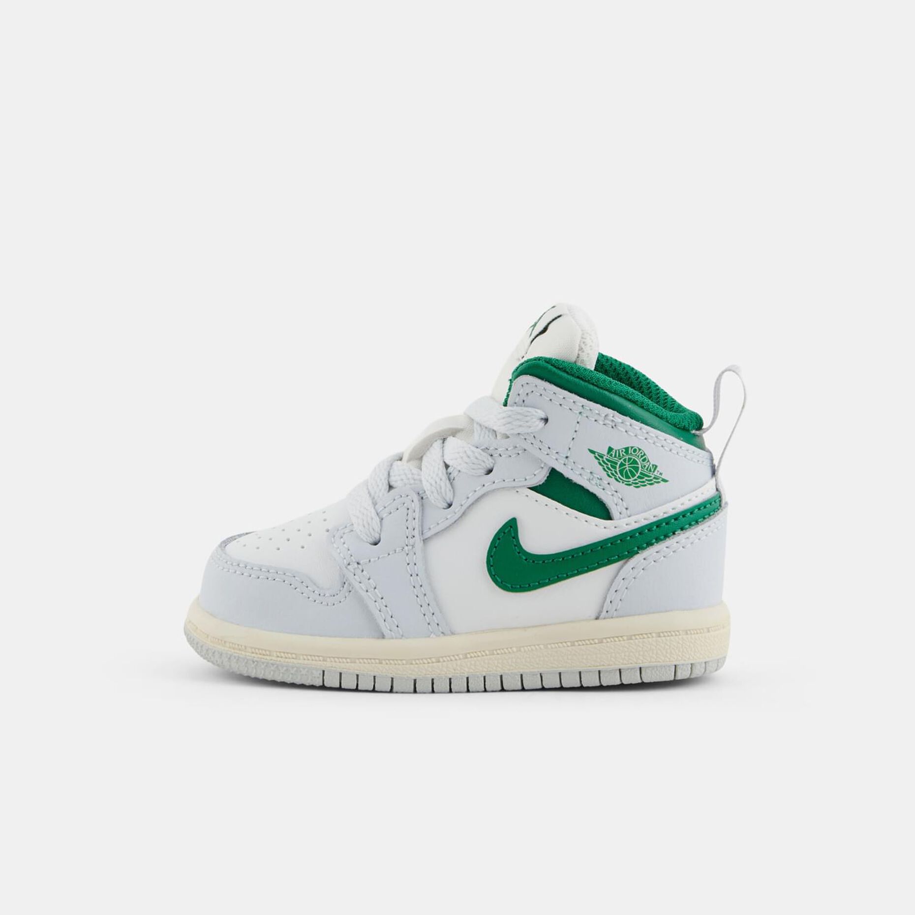 Air Jordan 1 Mid Summit White Pure Platinum Sail Pine Green (TD), verde/grigio/bianco