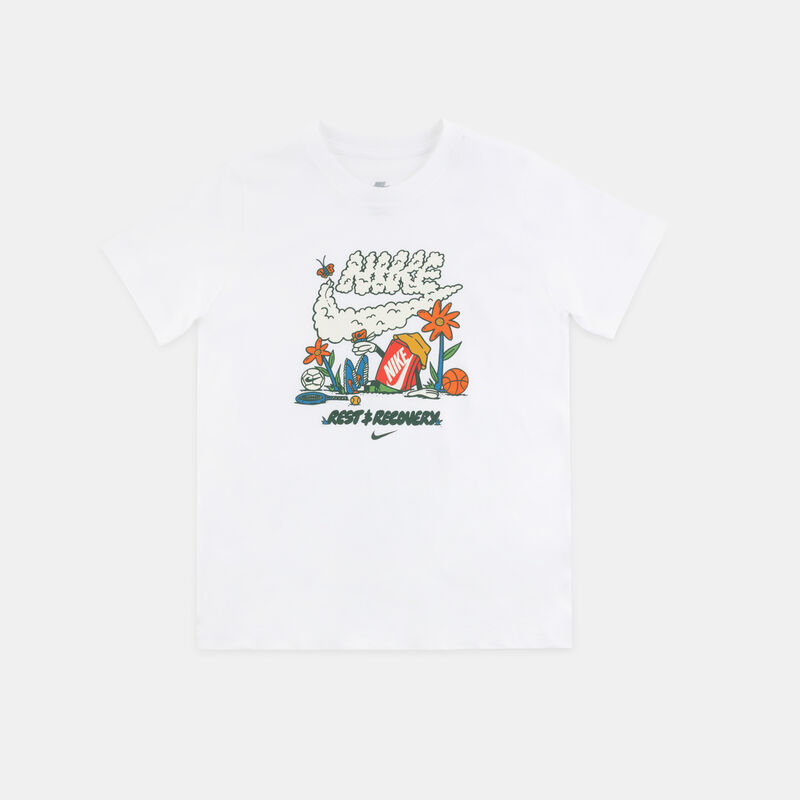 T-shirt Nike Sportswear Boxy Rest ragazzi, bianco/multicolor