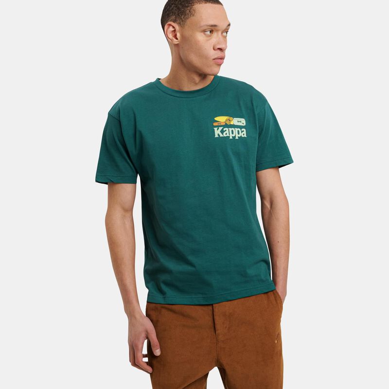 T-shirt Kappa Authentic Graphik Paras, verde/bianco/giallo