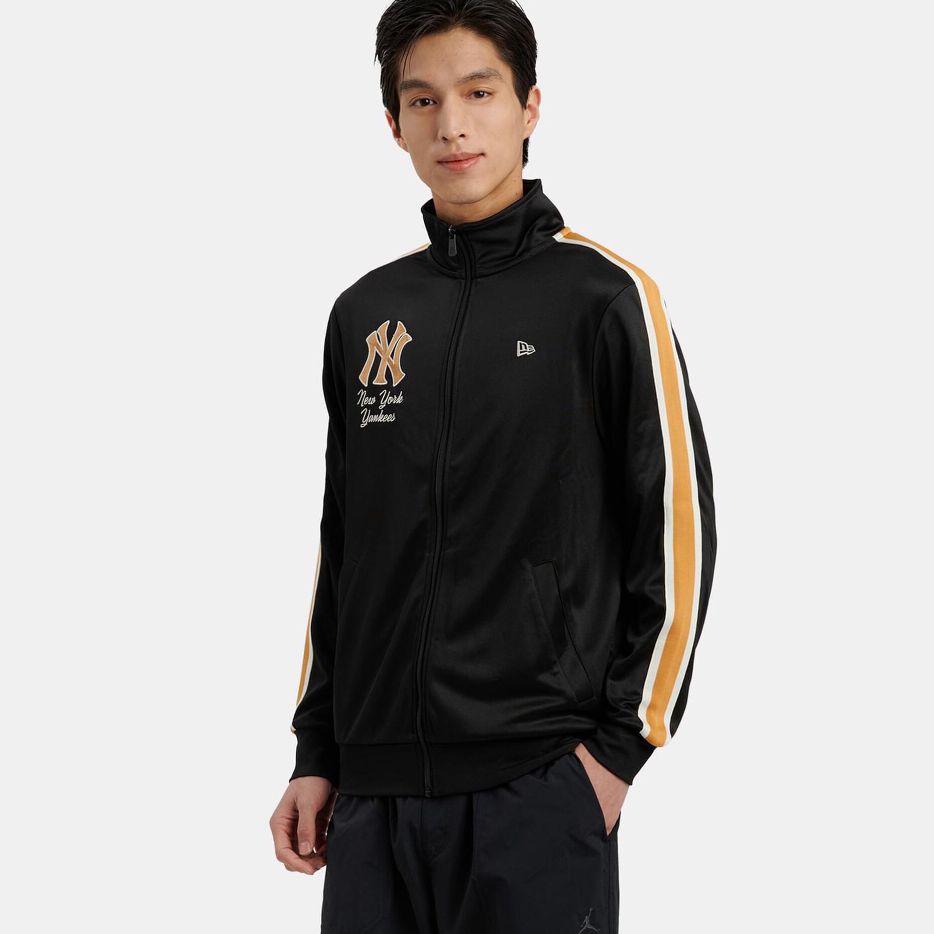 Felpa con zip New Era MLB Track SMU, nero/giallo/bianco