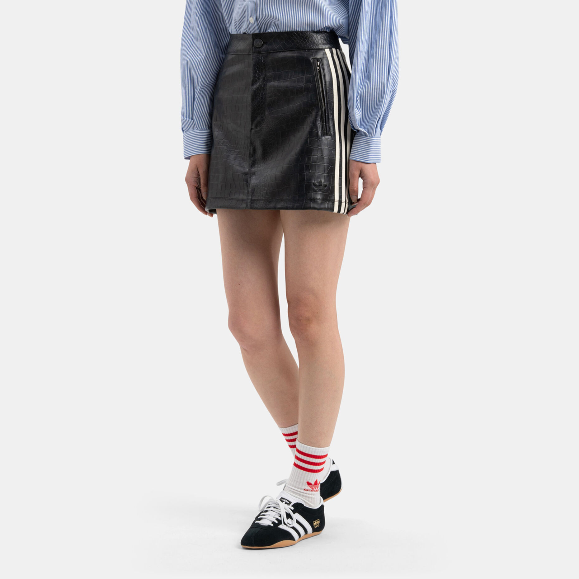 Gonna adidas Pleather, nero/bianco