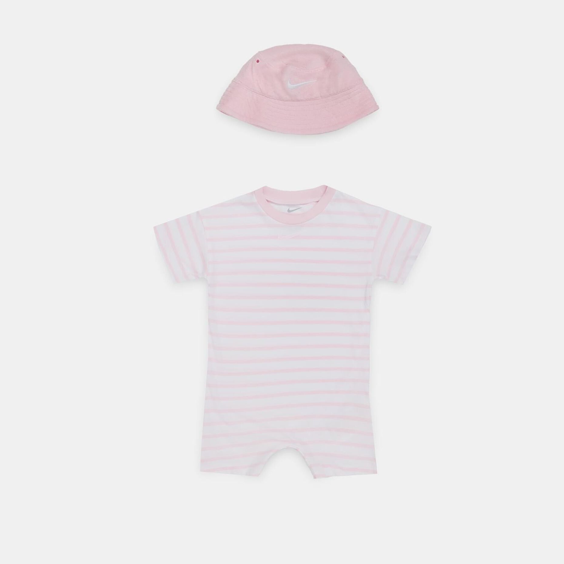 Completo Nike Towel Terry Short Sleeve Romper, rosa/bianco