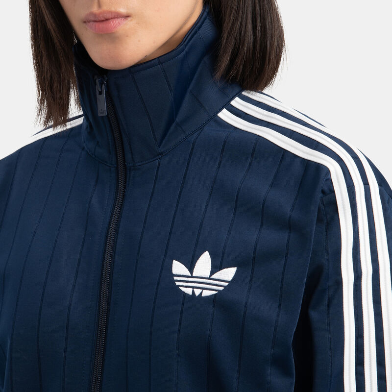 Felpa con zip adidas Firebird Pinstripe Loose, blu/bianco
