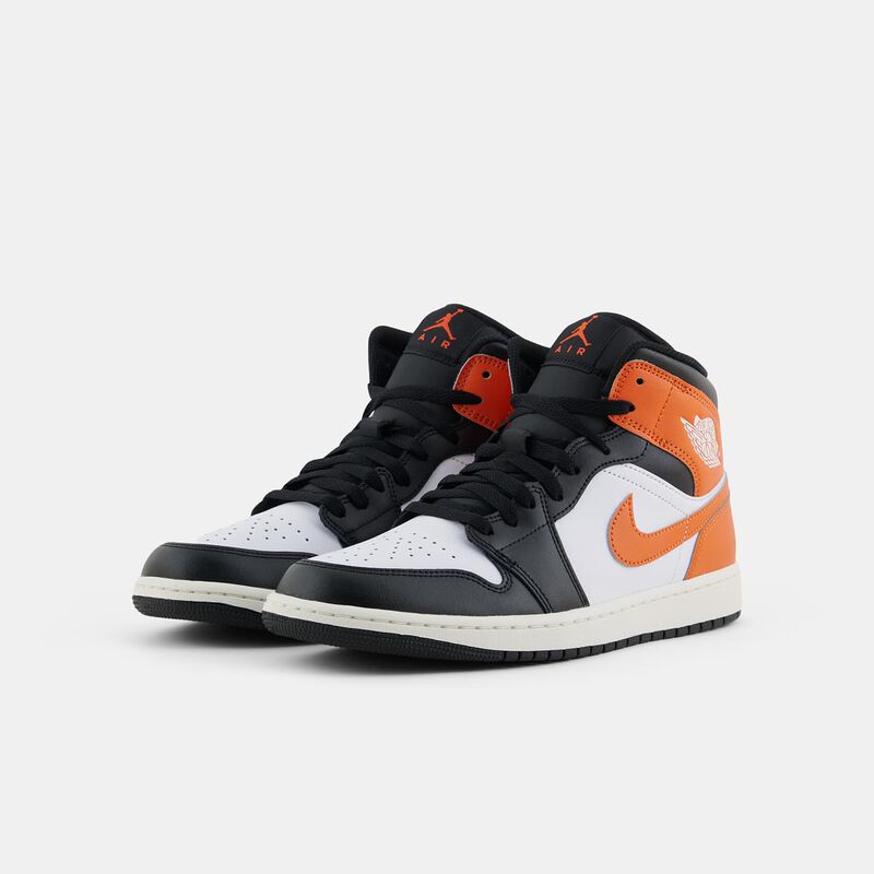 Air Jordan 1 Mid Black Toe Starfish, arancione/bianco/nero