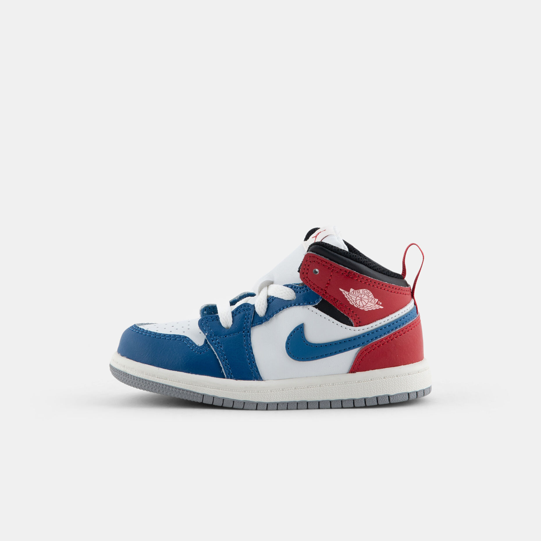 Air Jordan 1 Mid True Blue Varsity Red (TD), blu/rosso/bianco