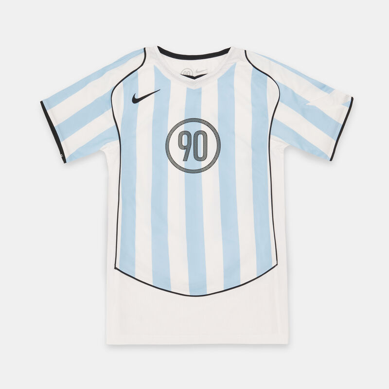 T-shirt Nike Total 90 ragazzi, bianco/azzurro