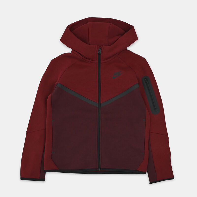 Felpa con zip Nike Sportswear Tech Fleece ragazzi, bordeaux/nero