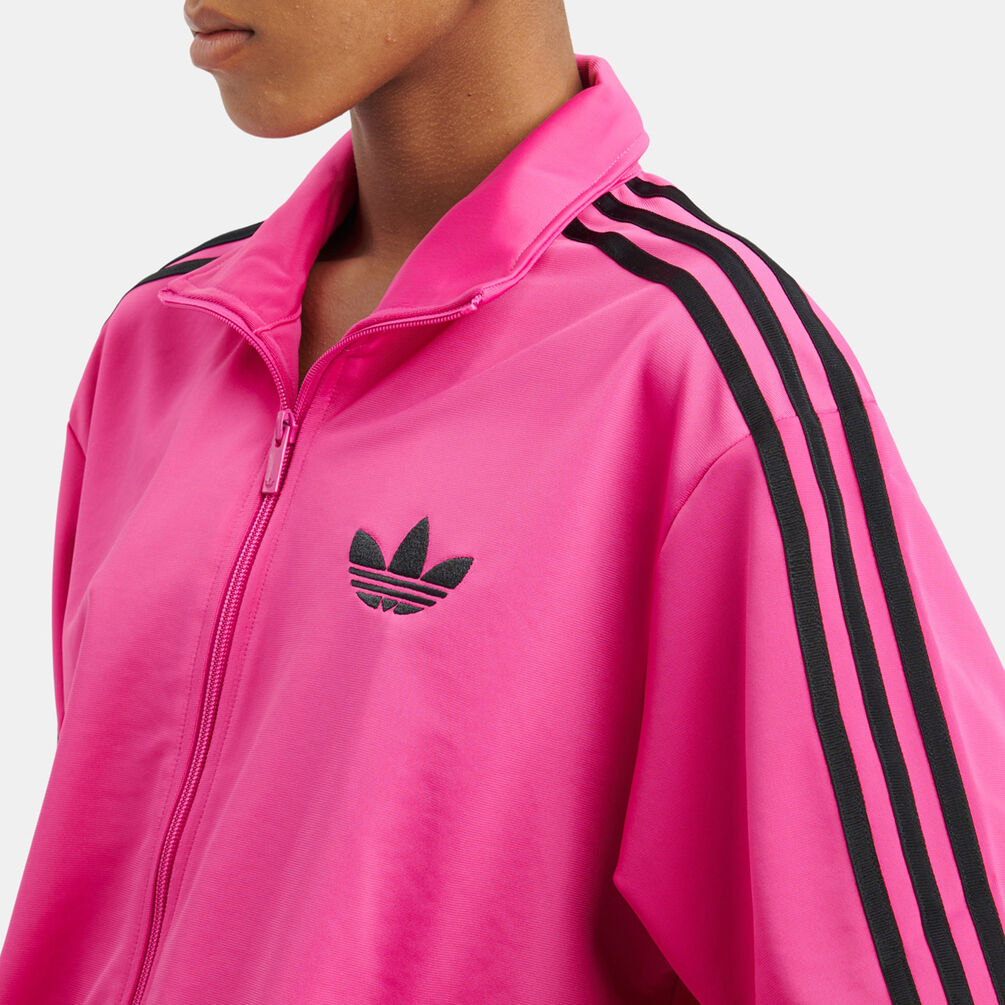 Felpa con zip adidas Track adicolor Classic Firebird Loose, fucsia/nero