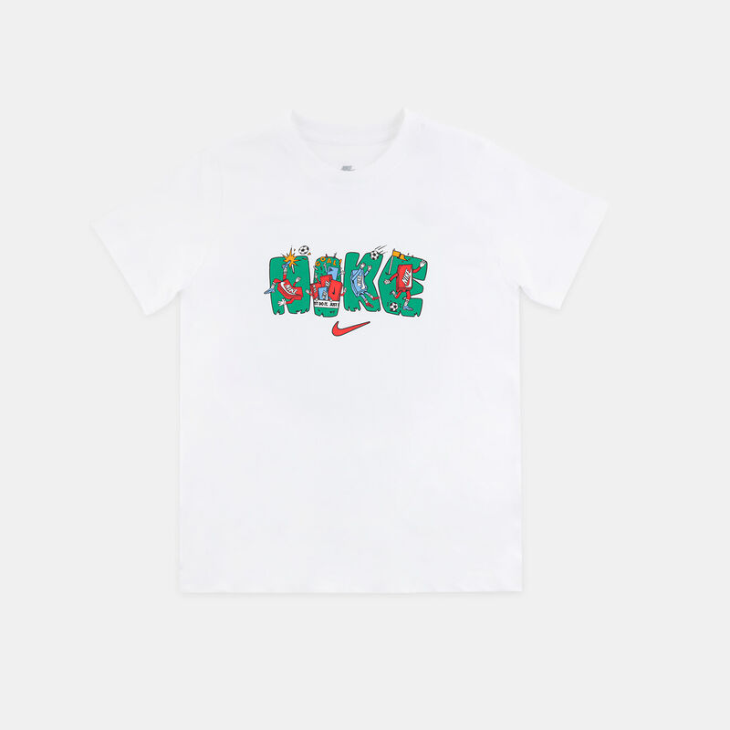 T-shirt Nike Sportswear Boxy ragazzi, bianco/multicolor