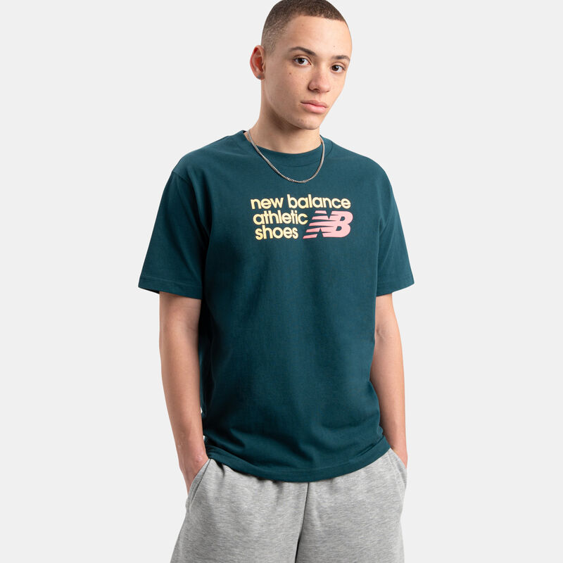 T-shirt New Balance Athletics Premium Relaxed Chest Logo, verde/giallo/rosa