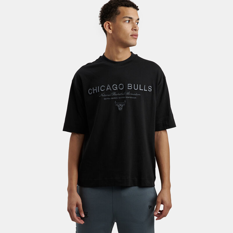 T-Shirt New Era Chicago Bulls NBA Linear, nero/grigio