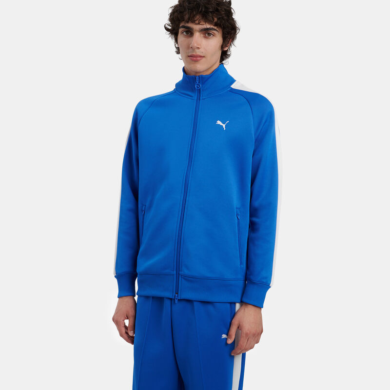 Felpa con zip Puma T7 Always On, blu/bianco