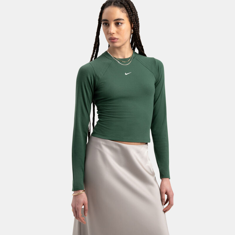 Maglia a maniche lunghe Nike Sportswear Chill Knit, verde/bianco