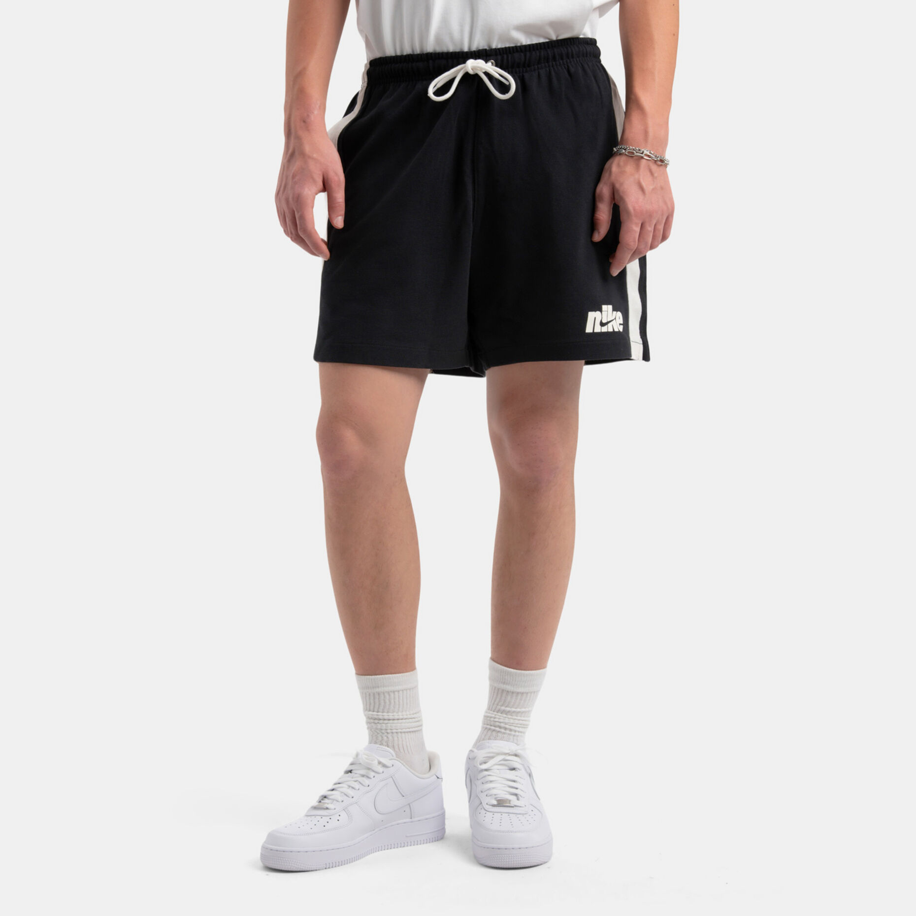 Short Nike Sportswear Club Knit Flow, nero/bianco