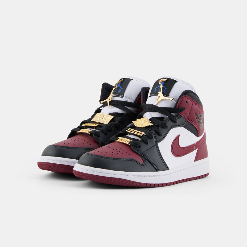 Air Jordan 1 Mid SE Black Dark Beetroot (W), bordeaux/bianco/nero
