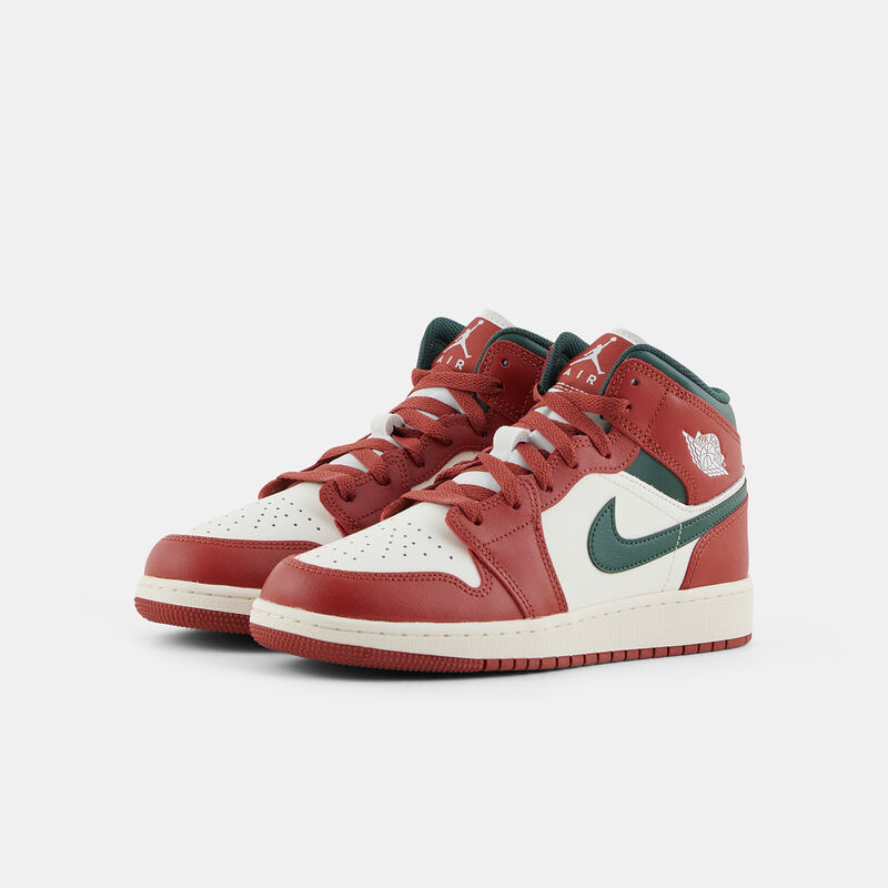Air Jordan 1 Mid Redstone Midnight Green (GS), rosso/verde/beige