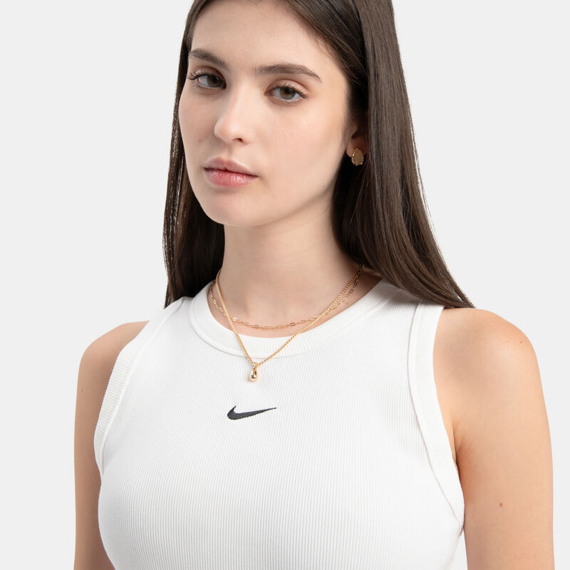 Canotta Nike Sportswear Ribbed, bianco/nero