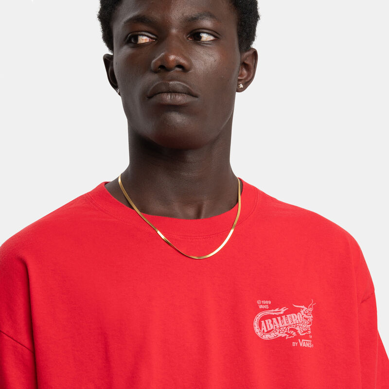 T-shirt Vans Caballero, rosso/bianco