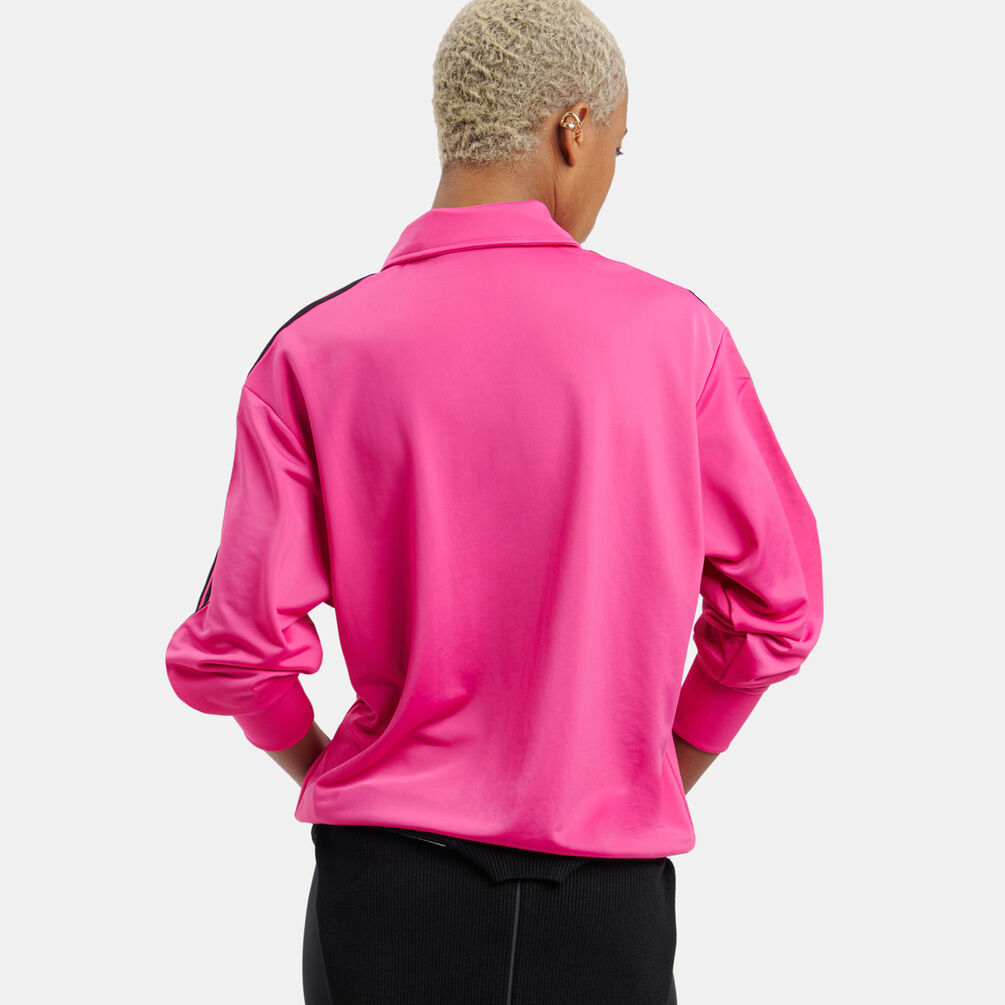 Felpa con zip adidas Track adicolor Classic Firebird Loose, fucsia/nero