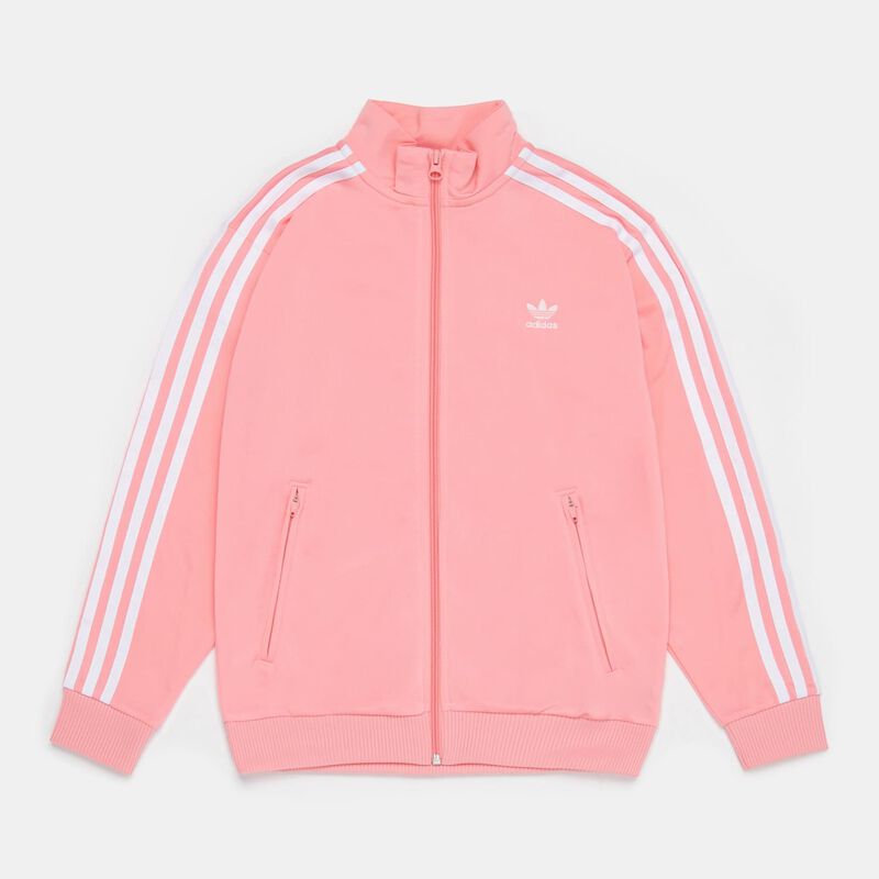 Felpa con zip adidas adicolor Firebird ragazzi, rosa/bianco