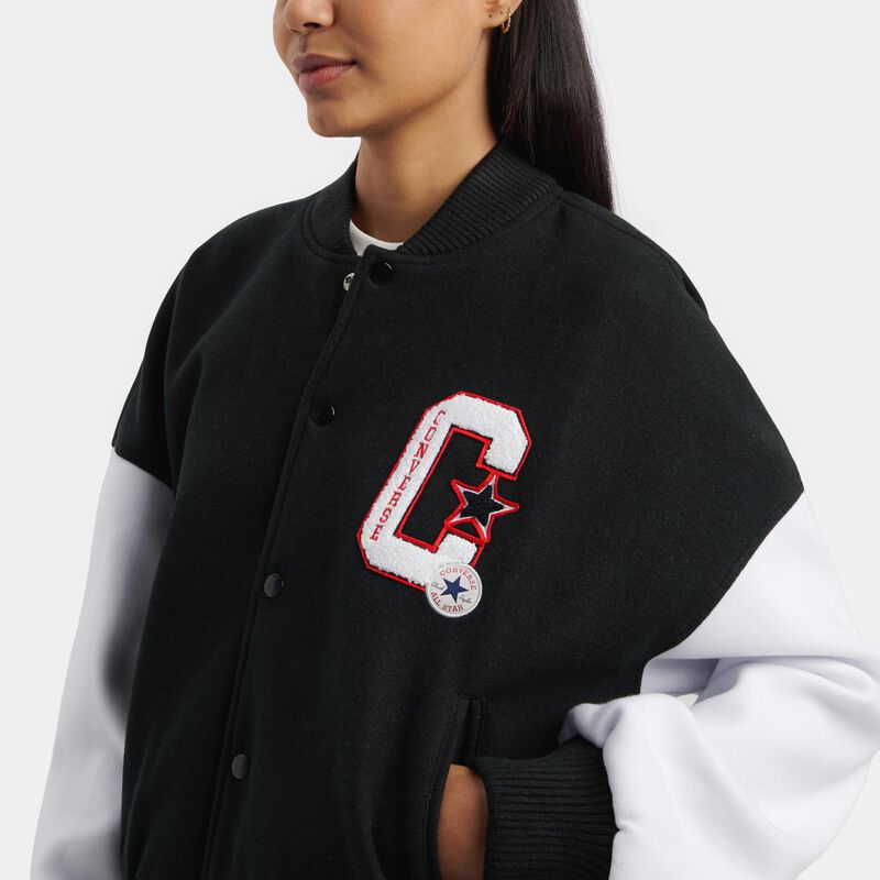 Giacca Converse Retro Varsity, nero/bianco/rosso