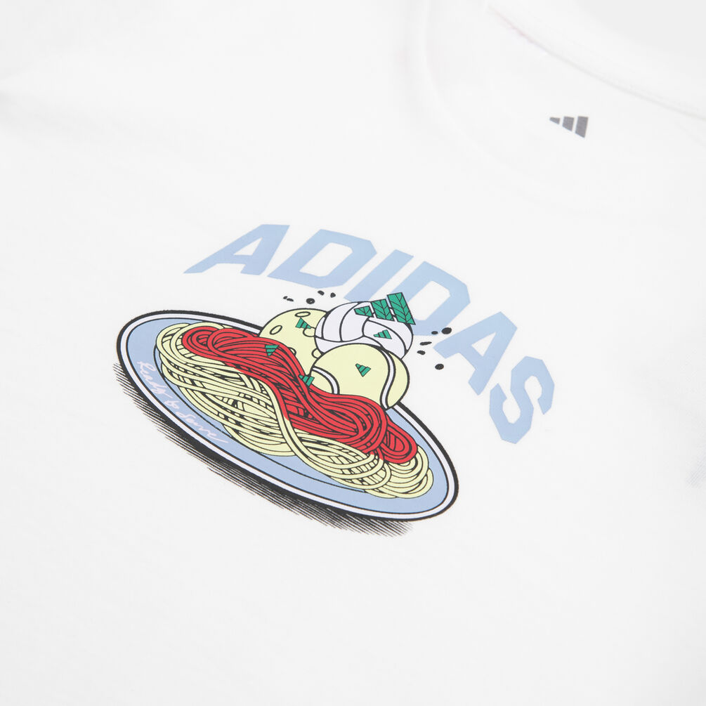 T-shirt adidas Pasta Graphic ragazzi, bianco/multicolor