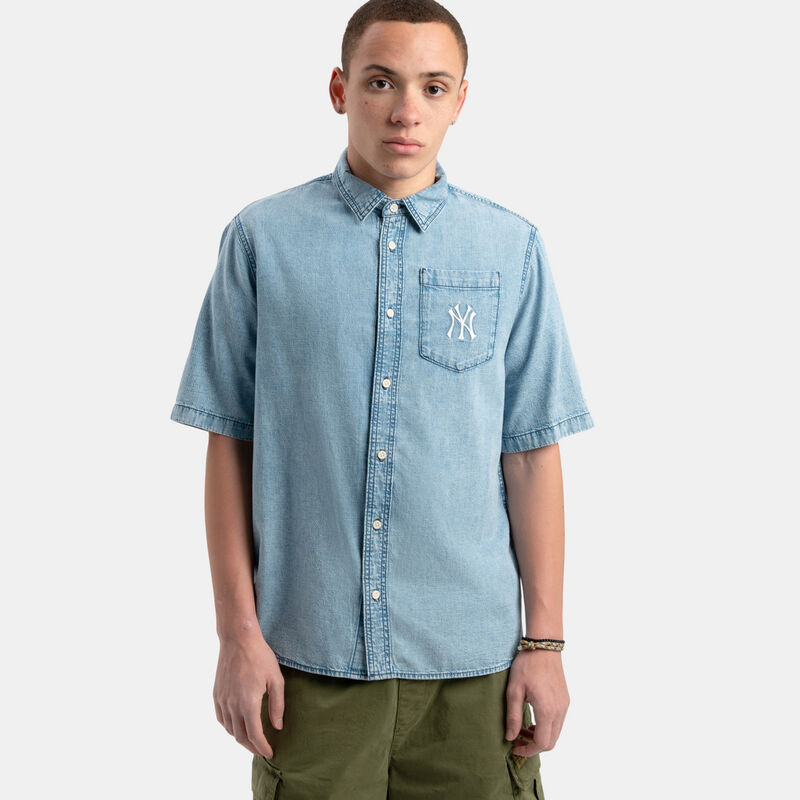 Camicia New Era New York Yankees MLB Denim SMU, azzurro/bianco