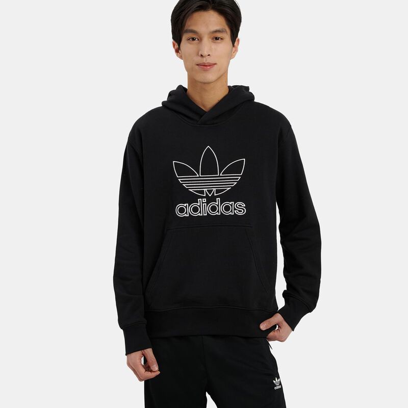 Felpa adidas adicolor Outline Trefoil, nero/bianco