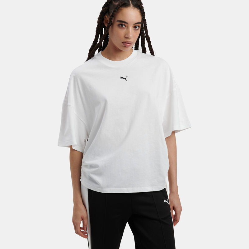 T-shirt Puma DARE TO Oversized Ruched, bianco/nero