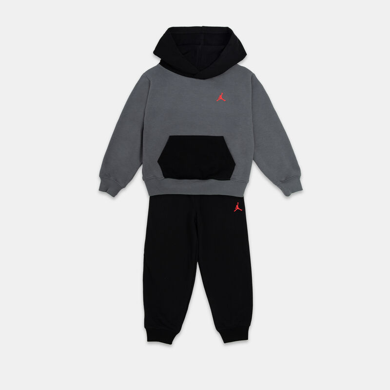 Completo Jordan Brooklyn Fleece bambini, grigio/nero/rosso