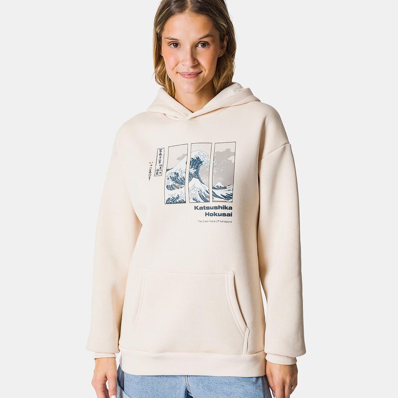 Felpa Speedy Fleece Hokusai, beige/celeste/bianco