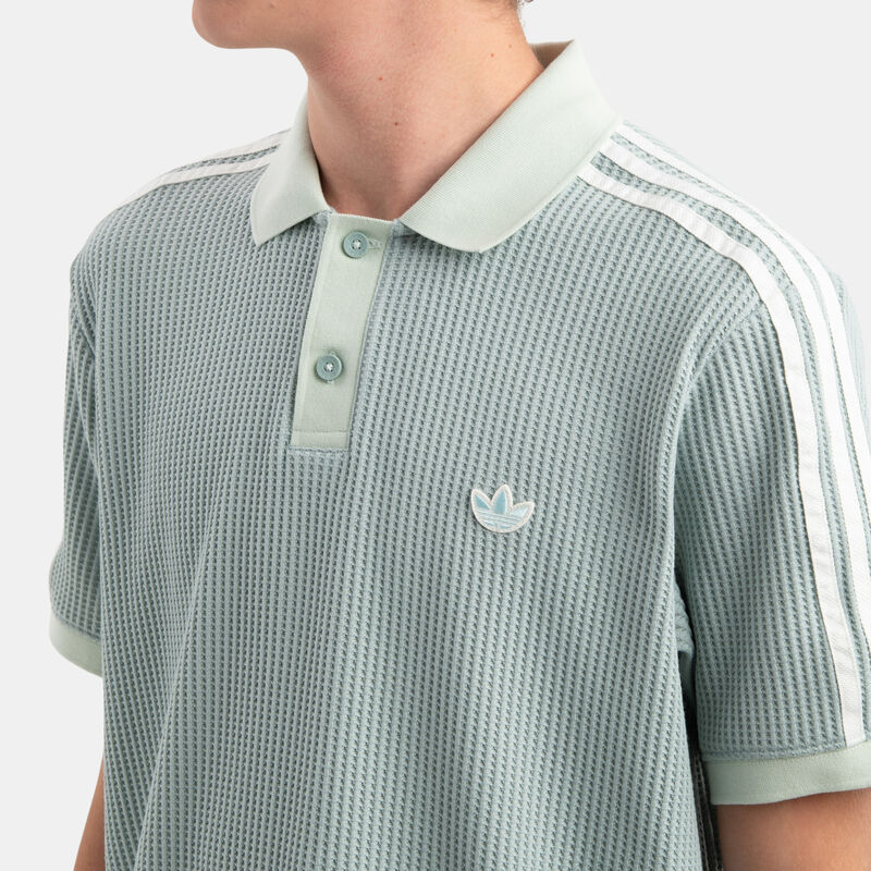 Polo adidas Waffle Knit, verde/bianco