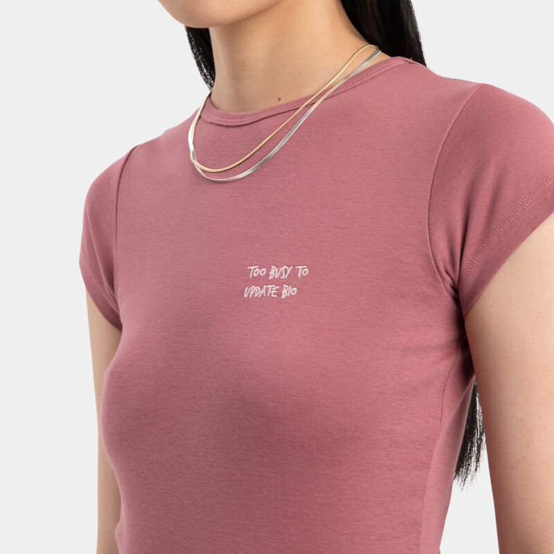 T-shirt VRL Embroidery, rosa/bianco