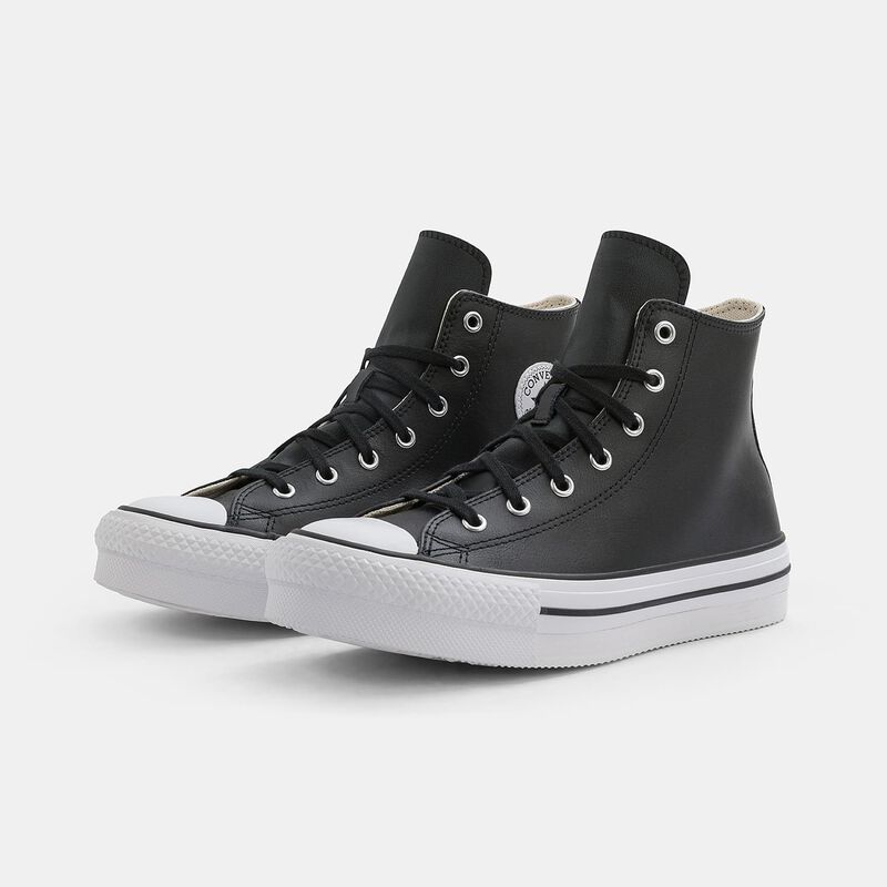 Converse Chuck Taylor All Star Lift Platform Leather, Nero/bianco