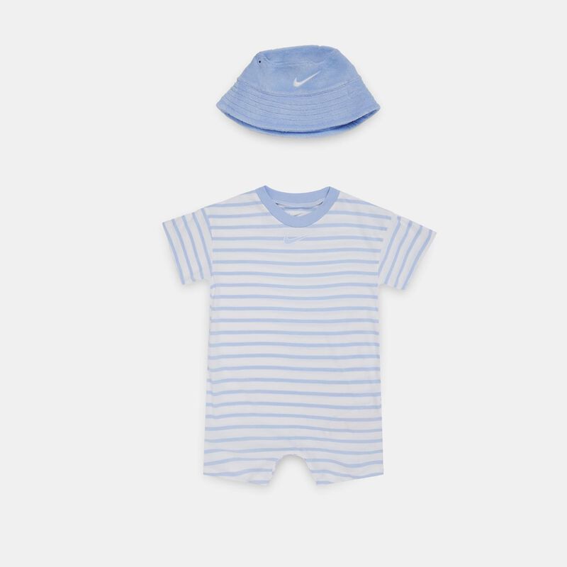 Completo Nike Towel Terry Short Sleeve Romper, azzurro/bianco