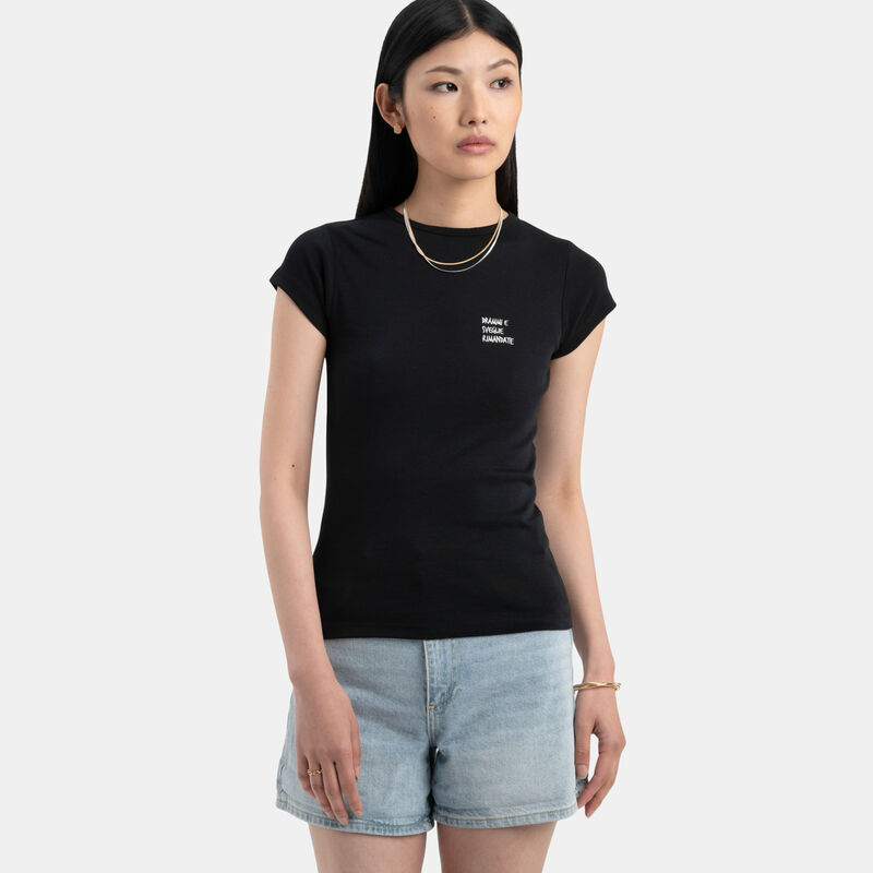 T-shirt VRL Embroidery, nero/bianco