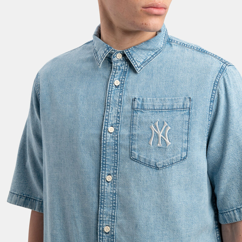 Camicia New Era New York Yankees MLB Denim SMU, azzurro/bianco